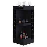 FM FURNITURE Lamer Corner Bar Cabinet with Wine Rack and Open Shelf, Black B128P269884