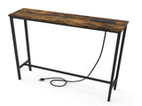 31.50"x7.87"x31.10" Console Table, MDF with Melamine Veneer & Iron Frame, with Power Outlet, Rusty 35742284