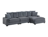 Living Room Furniture Armless Chair Dark Gray Corduroy 1pc Armless Chair Soft Cushion Wood Legs B011P211060