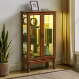Curio Cabinet Lighted Curio Diapaly Cabinet with Adjustable Shelves and Mirrored Back Panel, W169391690
