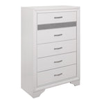 ZUN Glamorous White Finish 1pc Chest of Drawers Faux Crystals Pulls Silver Glitter Hidden Drawers Wooden B011P183395