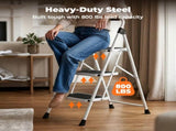 Step Ladder,Folding Step Stools 330 lbs Capacity, 2-Inch Thin for Storage, Anti-Slip Pedals & 26310862