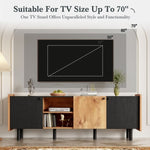 ZUN Mid Century TV Stand 3 Cabinets, Media Console Table for TVs up to 70'', Entertainment Center N710P180186B