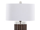 Cylinder Fluted 29.25" Contemporary Polyresin Table Lamp in Brown Lustre Polyresin, Clear K9 Crystal B202P224051