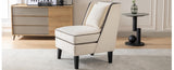 ZUN Velvet Upholstered Accent Chair with Black Piping, Cream and Black WF316097AAC