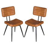 Camel and Black Tufted Side Chairs B062P145537