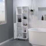 FM FURNITURE Quimby Linen Cabinet, with 1 door and 9 shelves, White B128P321052