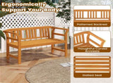 2-Person Acacia Wood Outdoor Bench, 119.3850.8078.74cm 800LBS Capacity Patio Loveseat with 27240101