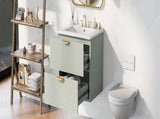 Modern 24-Inch Wall-Mounted Bathroom vanity with 2 Drawers, Green - Ideal for Small Bathrooms 35458387