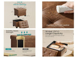 Coffee Brown Foldable Ottoman Storage Bench, Footstool with 660 lb Capacity 60293284