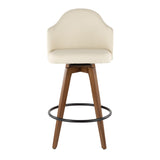Ahoy Mid-Century Counter Stool in Walnut and Cream Faux Leather by LumiSource B202P222358