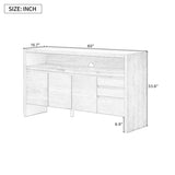 U_Style 60" 3-Door Sideboard with 3 Drawers - Modern Solid Ash Veneer MDF Sideboard, Semi-Open Shelf N711P289141V