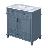 30'' Bathroom Vanity with Ceramic Sink,Solid Wood Frame Bathroom Storage Cabinet with Soft Closing N710P190656C