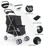 ZUN Pet Stroller for 2 Dogs and Cats, Double 4 Wheel Cat Pet Carriers Bag Jogger for Small Medium Pets, 11499507