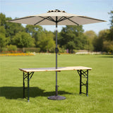 3-Piece Patio Picnic Set - 7.5ft Crank Tilt Umbrella, Heavy-Duty Resin Base, Adjustable Legs, 98362226
