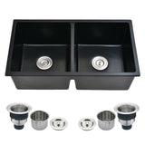 32" L X 18" W Double Bowl Undermount Kitchen Sink With Basket Strainer JYGAD6688MB