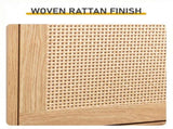 Rattan-fronted 3-tier shoe cabinet, particleboard, 54*24*135 cm, natural wood color 94233130