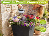 Set of 3 PP Rattan Wicker Planters with Metal Frame & Inner Pots, Stackable Tall Plant Pots for 77738352