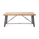 Outdoor Acacia Wood Metal Base Dining Table, Teak 57239.00
