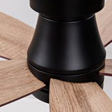 Hot sales 32 Inch Modern Black Ceiling Fan With Light 3 Solid Wood Blades Remote Control Reversible W2991P338638