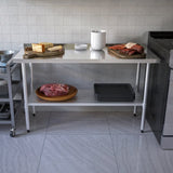 24x60 Inch Stainless Steel Prep Table with Adjustable Undershelf and Galvanized Legs, Heavy-Duty W1422P252476