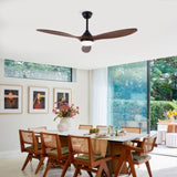 Hot sales 52 Inch Indoor Black Ceilings With Lights, Dimmable LED, 3 Solid Wood Blades, Ceiling W2991P338637