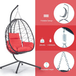 ZUN Egg Chair with Stand Indoor Outdoor Swing Chair Patio Wicker Hanging Egg Chair Hanging Basket Chair 36206490