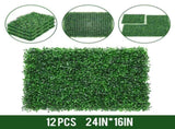 24 Pcs 24x16inch Artificial Grass Wall Panels, Decorative Boxwood Grass Backdrop for Outdoor Garden 21143649