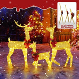 3-Piece Lighted Christmas Reindeer Family Set Outdoor Decorations, Weather Proof 2D Deer Family Set 95517130