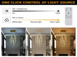 High Ceiling Chandelier Modern LED Ring Pendant Light 3 Color Dimmable Gold Chandeliers Contemporary 29580146