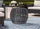 Patio Side Table, Wicker Small Round Metal End Table, Rattan 01036931