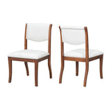 Walnut Finish Upholstered Dining Chairs Set of 2 - Traditional Elegant Fabric Side Chairs with N842P315209D
