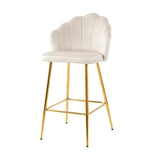 Shell shape off white velvet bar chair, gold-plated metal chair legs, suitable for coffee shop, bar, W210P224255
