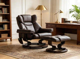10 Point Massage Recliner Swivel Armchair with Footrest Brown 36731492