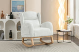 049-Teddy Fabric Rocking Chair With Packet Wood Legs,Ivory W527P147427