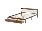 Full Size Bed with Storage Drawers, Upholstered Headboard, Solid Wood Slat Support, No Box Spring W5767P517426