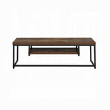 ZUN Weathered Oak and Black TV Stand with 1-Shelf B062P209412