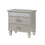 ZUN 2 Drawers Nightstand with Mirror Inlay Trim in Silver Finish B016P257235