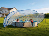 18-foot retractable pool cover, PVC film fiberglass rod pool fence, outdoor swimming pool 84206541