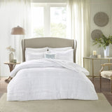 5 Piece Microfiber Ruffled Comforter Set White Cal King B03596867