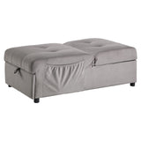 Modern Lift Top Storage Bench with Pull-out Bed 1pc Brownish Gray Velvet Tufted Solid Wood Furniture B011P170006