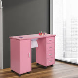 MDF Single Door 4 Drawers With Fan Pink Nail Table 67295863