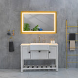 42x24 Inch LED Frontlit Bathroom Mirror with Metal Frame, Wall Mounted Vanity Mirror with Smart 48886599