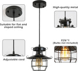 Vintage Farmhouse Pendant Light Rustic Metal Caged Pendant Lights Black Cage Hanging Lamp Adjustable 87437189