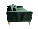 FX-P18-RG2 Luxury Emerald Green Velvet Sofa with Gold Accents - Modern 3-Seat Couch with Plush W57664704