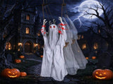 6.6ft Animated Swinging Hanging Ghost Halloween Prop, Sound & Button Activated with Flashing Red 24328914