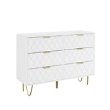 ZUN Modern white 6 Drawers for Bedroom, Small Size Wooden drawers with Gold Handles, Chest Dresser with W1706P189841