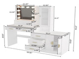 Large Makeup Vanity with Lights, Vanity Table with Charging Station, Vanity Desk with Mirror and 10 73638677