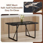 ZUN Table and chair set.Modern Black Marble Pattern MDF Dining Set - 55"x31.4" with 4 Cat Claw PU 97730838