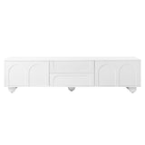 ON-TREND Cream Style TV Stand with Arched Doors & 2 Drawers for TVs up to 75", Minimalist Media N721P205779K